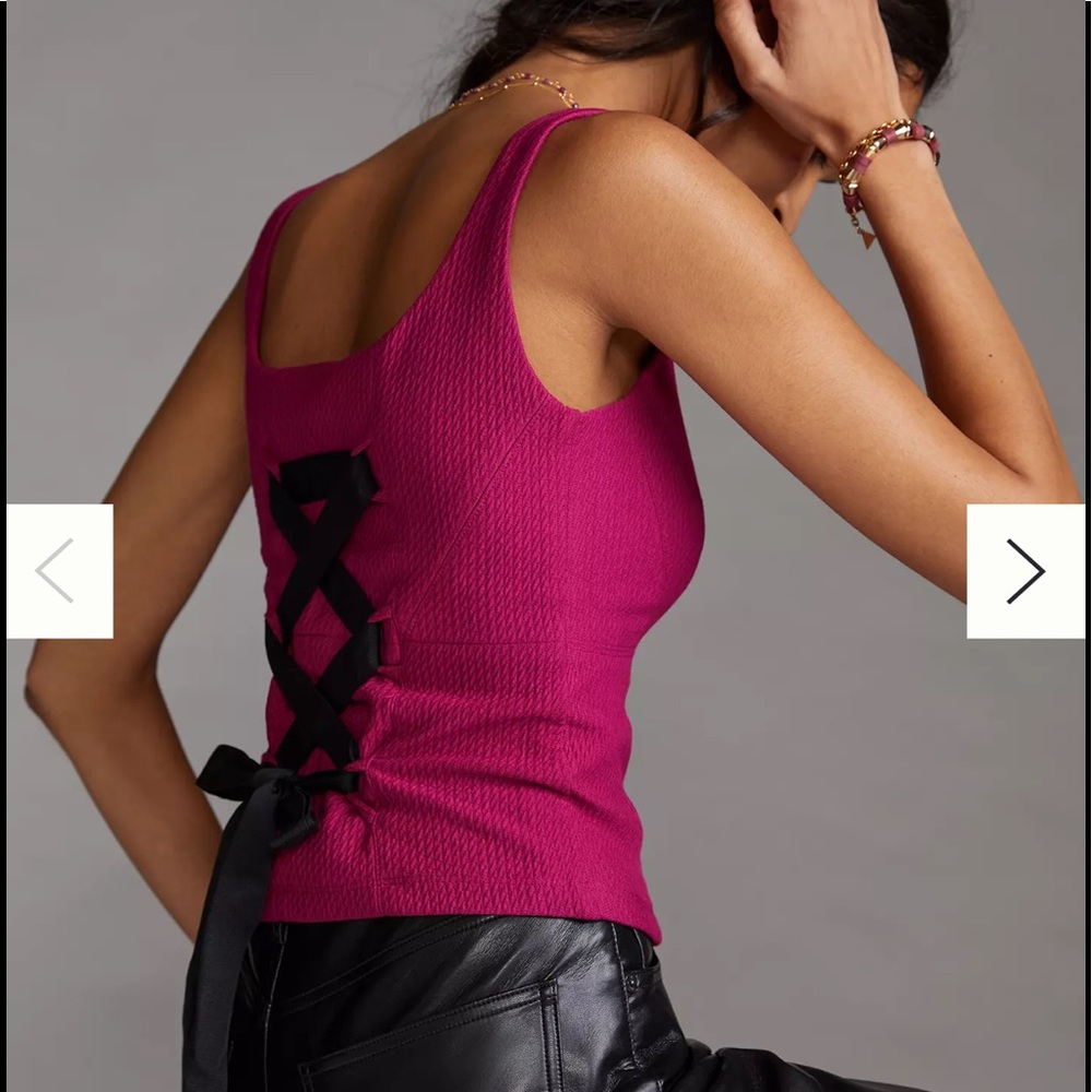 Maeve by Anthropologie Tie-Back Tank in Fuchsia color